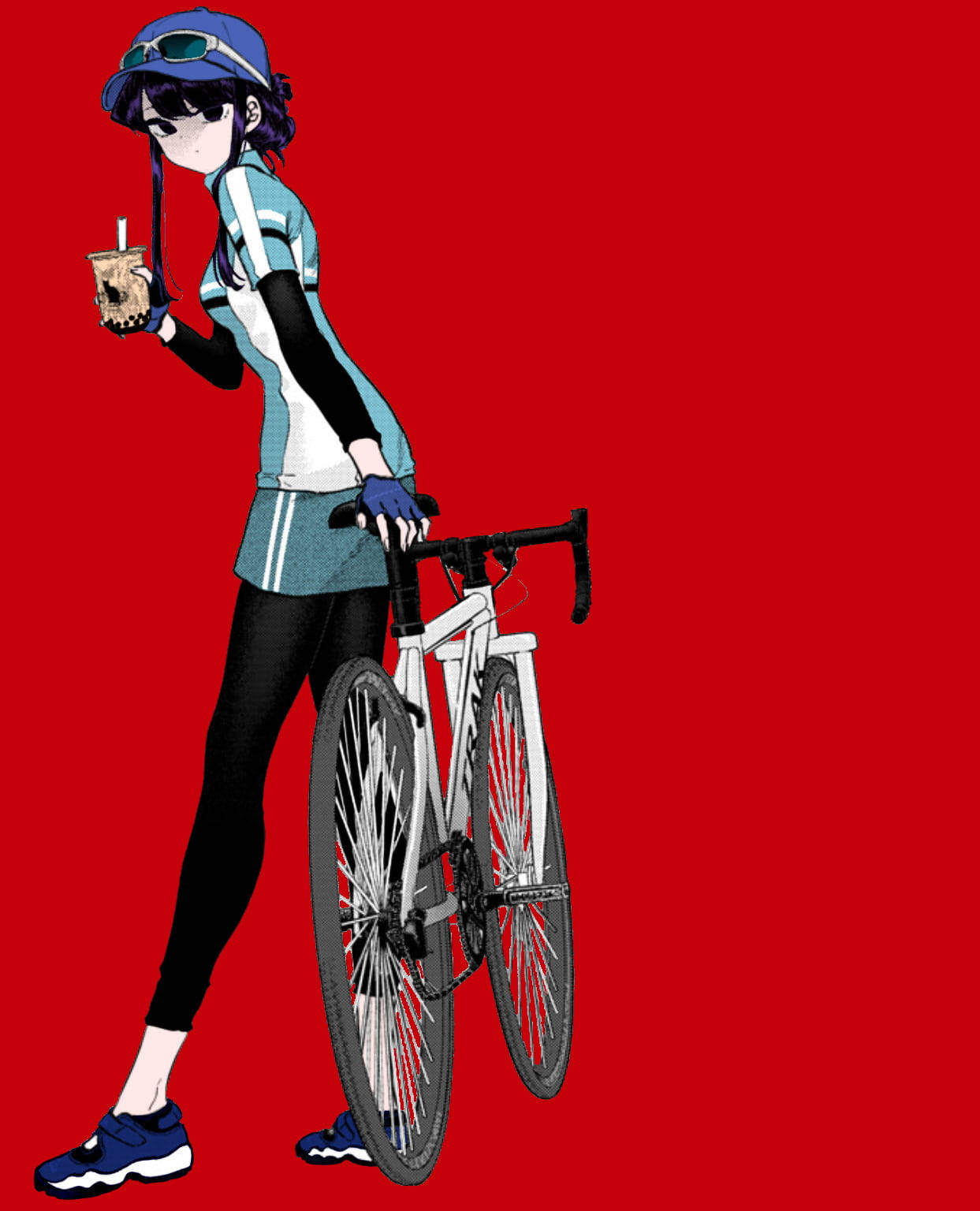 Komi San With Her Road Bike Wallpaper