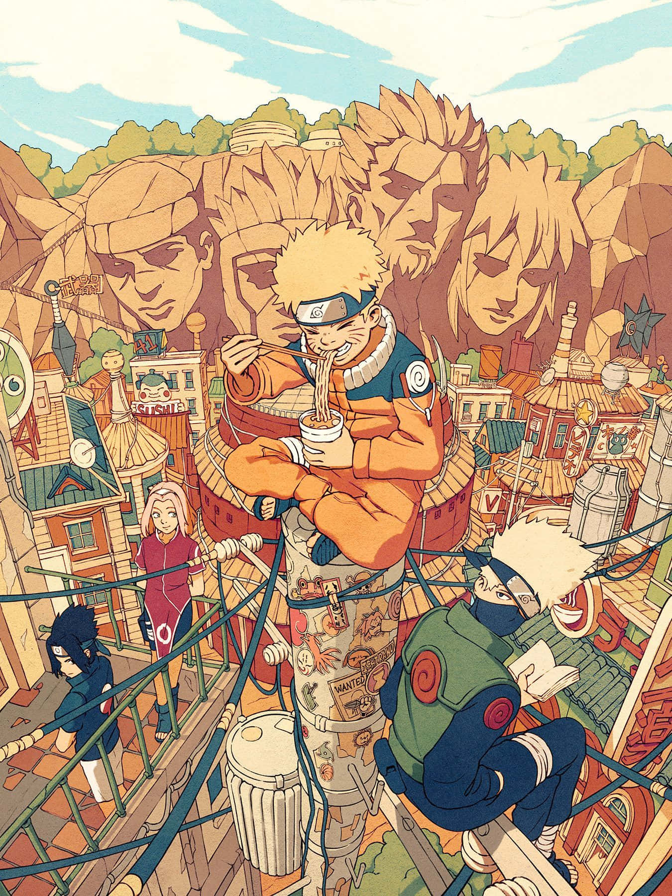 Team Seven And Konoha Village Wallpaper