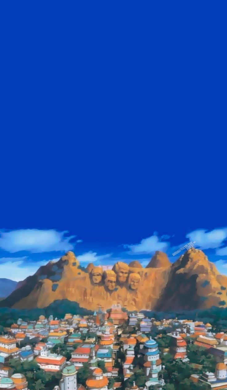 Naruto Anime Konoha landsby Hokage Rock Skov Skyer Wallpapers Wallpaper