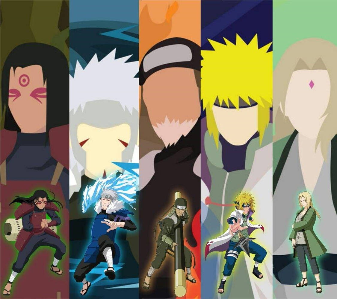 Konoha's Five Naruto Hokage Vector Art Wallpaper
