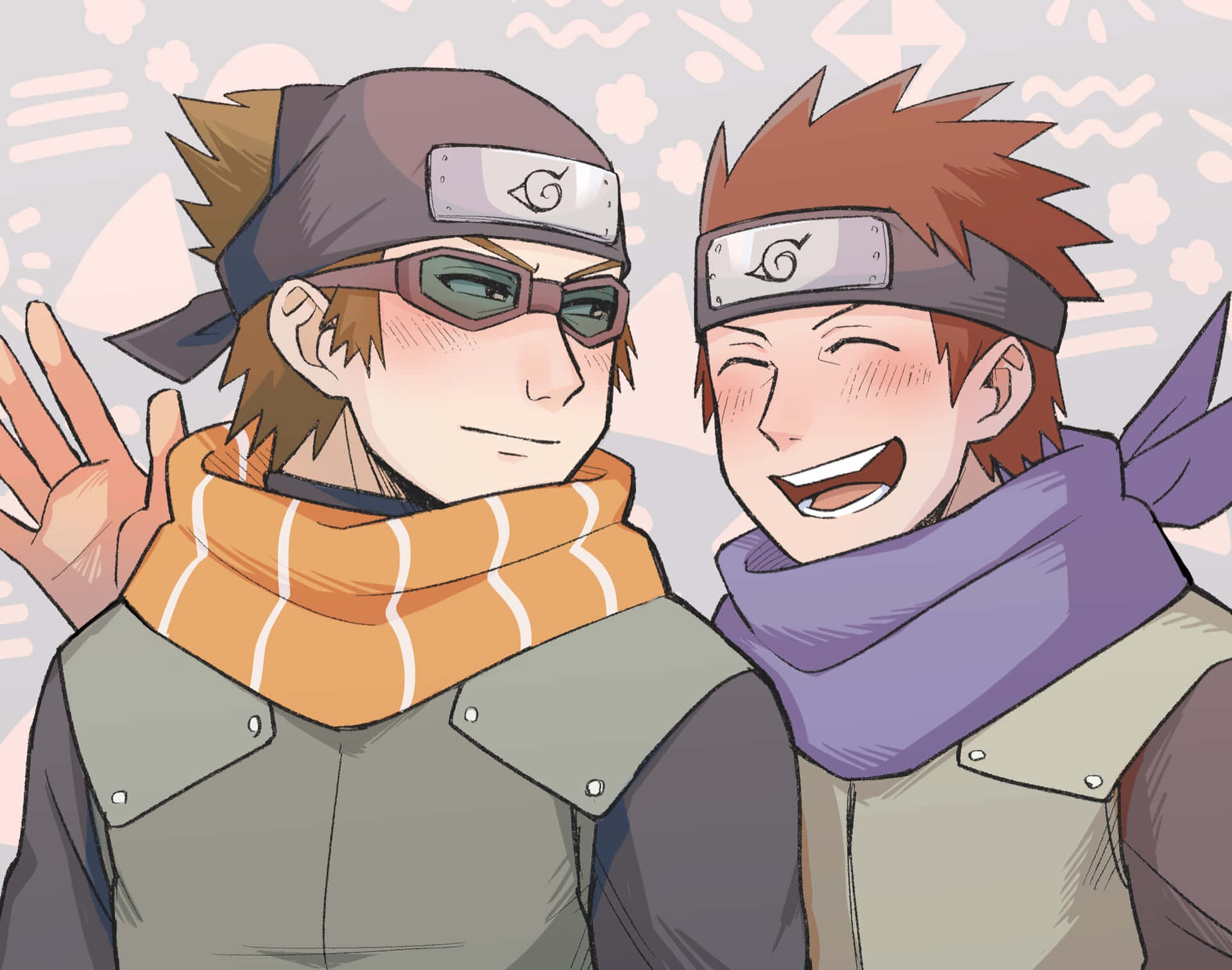 Two Naruto Characters With Glasses And Scarves Wallpaper