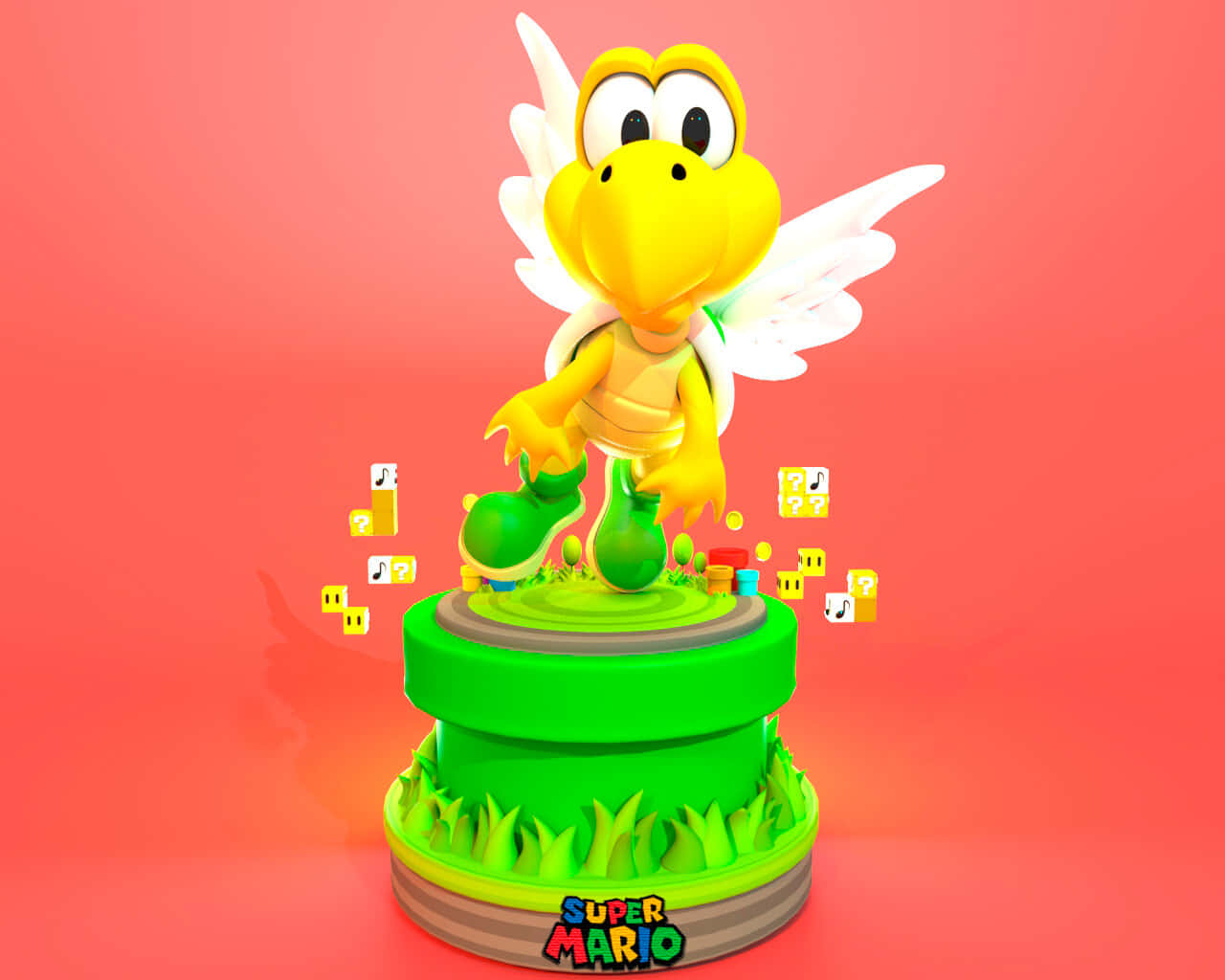 Koopa Troopa Stands Tall in Colorful World Wallpaper