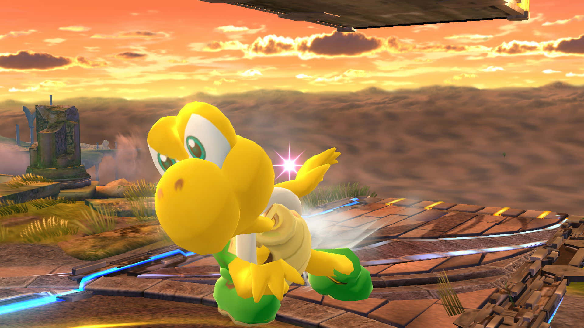 Koopa Troopa marching in style on a vibrant background Wallpaper