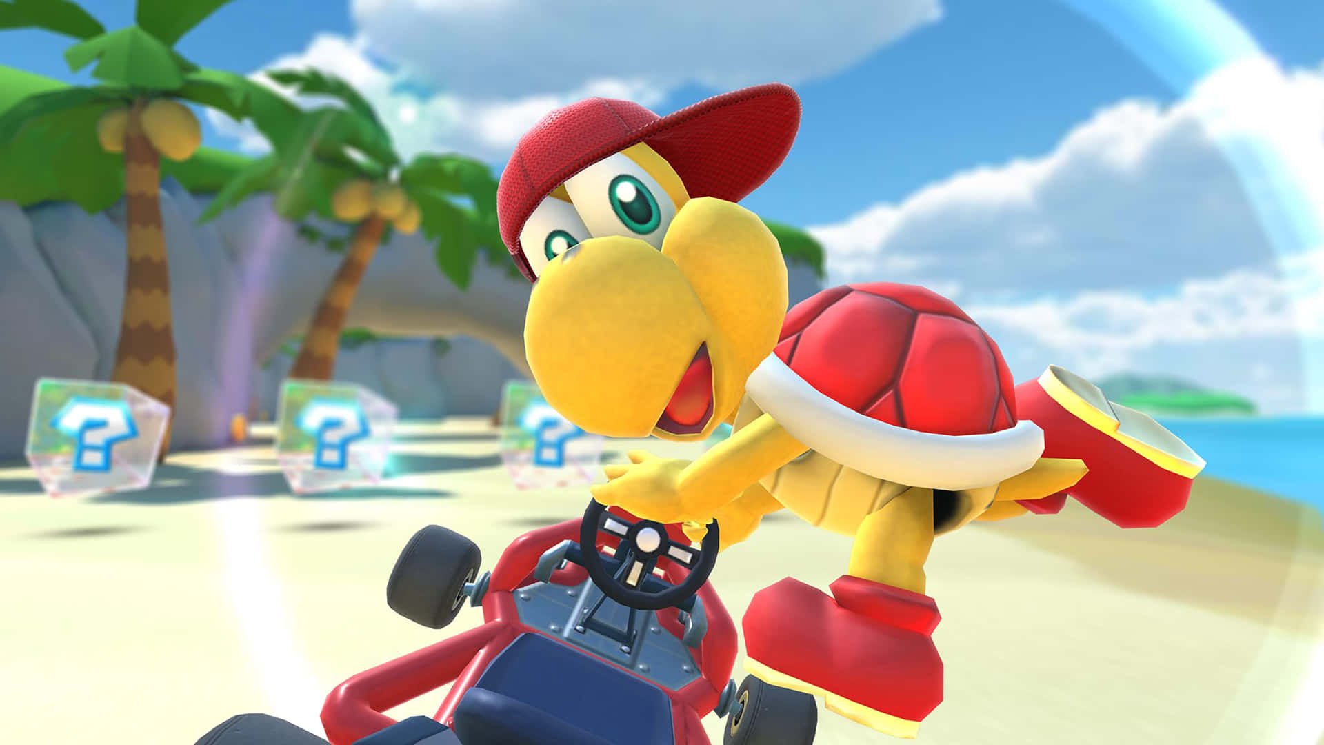 Koopa Troopa in action on a vibrant background Wallpaper