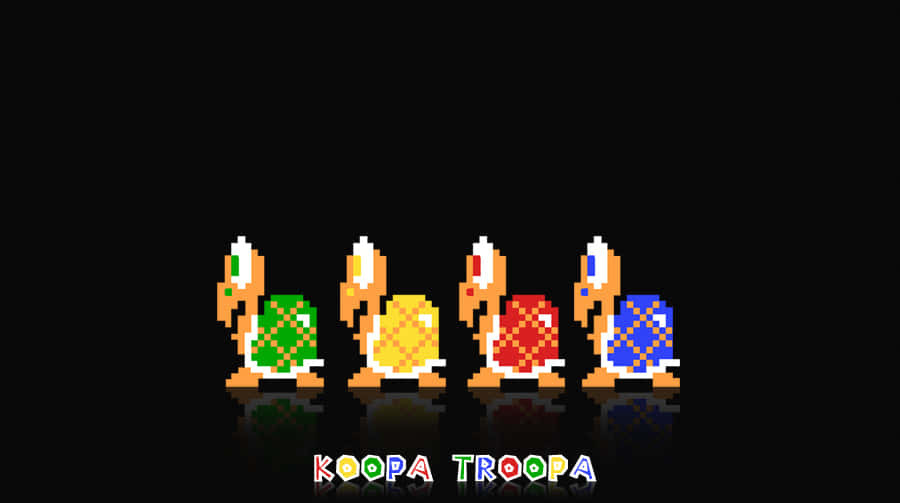Koopa Troopa marching forward in the world of Super Mario Wallpaper
