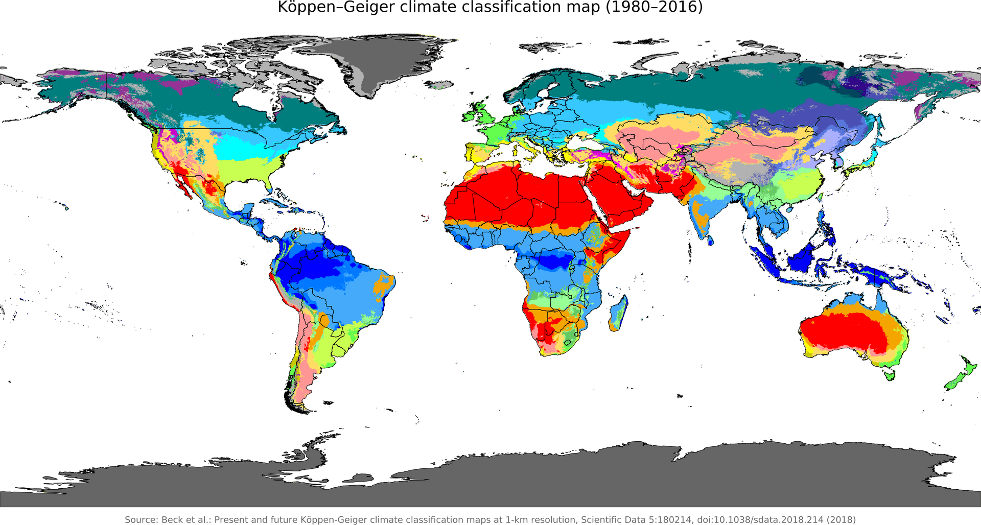 Koppen Geiger Climate Classification Map19802016 PNG
