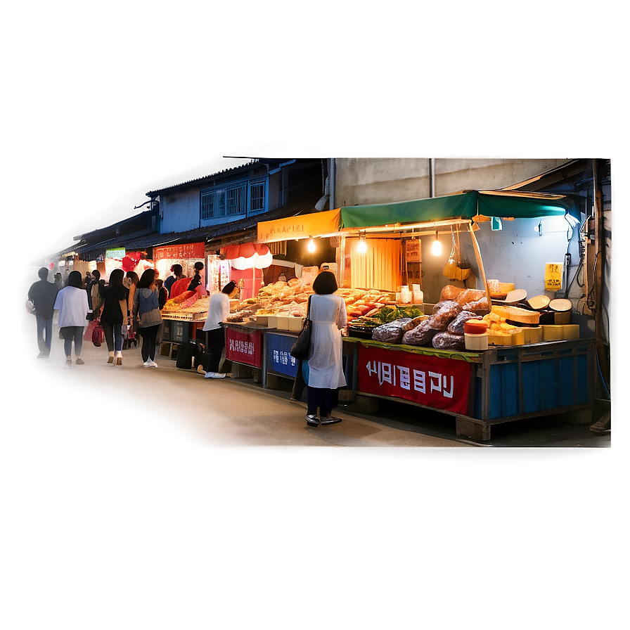 Korea Night Market Scene Png 06242024 PNG