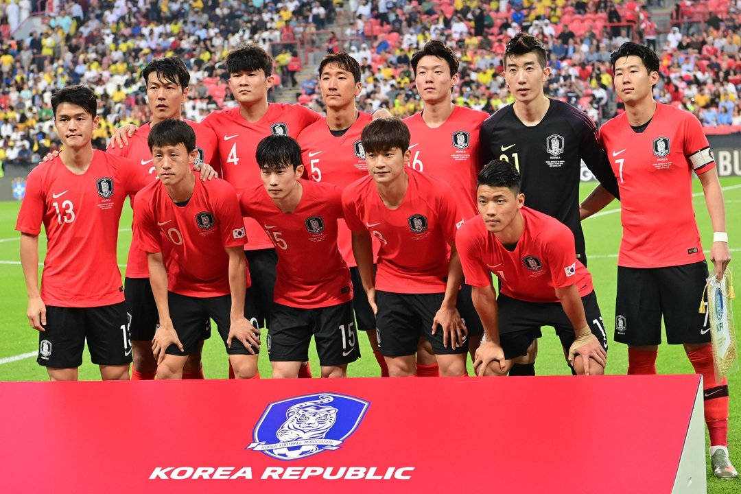 Korea Republikkens Nationale Fodboldhold Alle Medlemmer Tapet Wallpaper