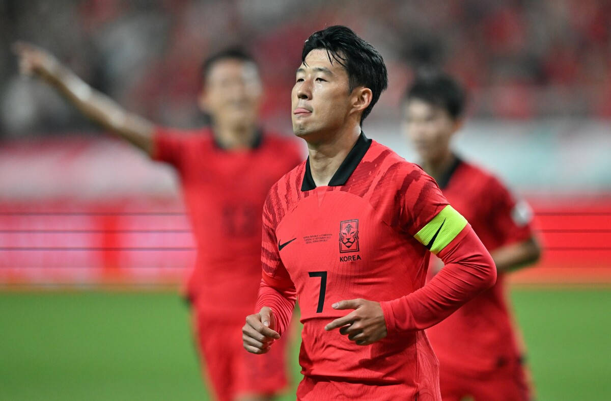 Membro Della Squadra Nazionale Di Calcio Della Repubblica Di Corea Numero 7 Sfondo