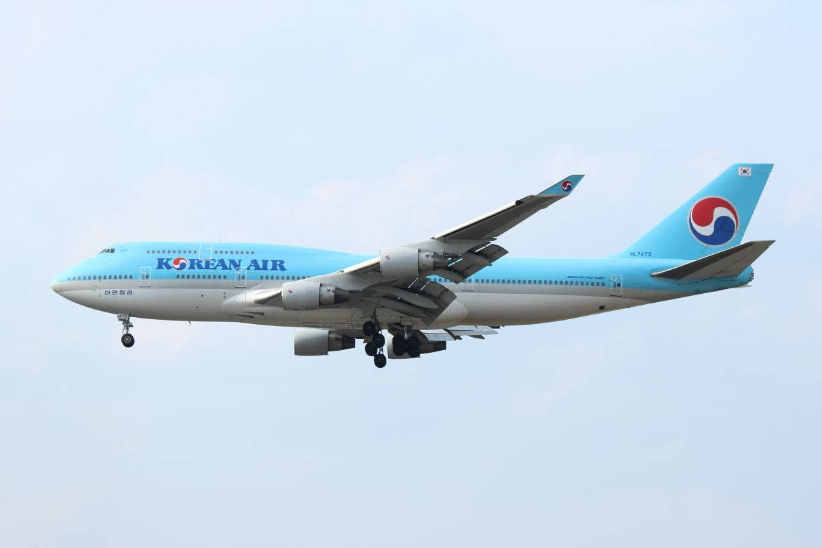 Aeronavede Pasajeros De Korean Air Volando. Fondo de pantalla