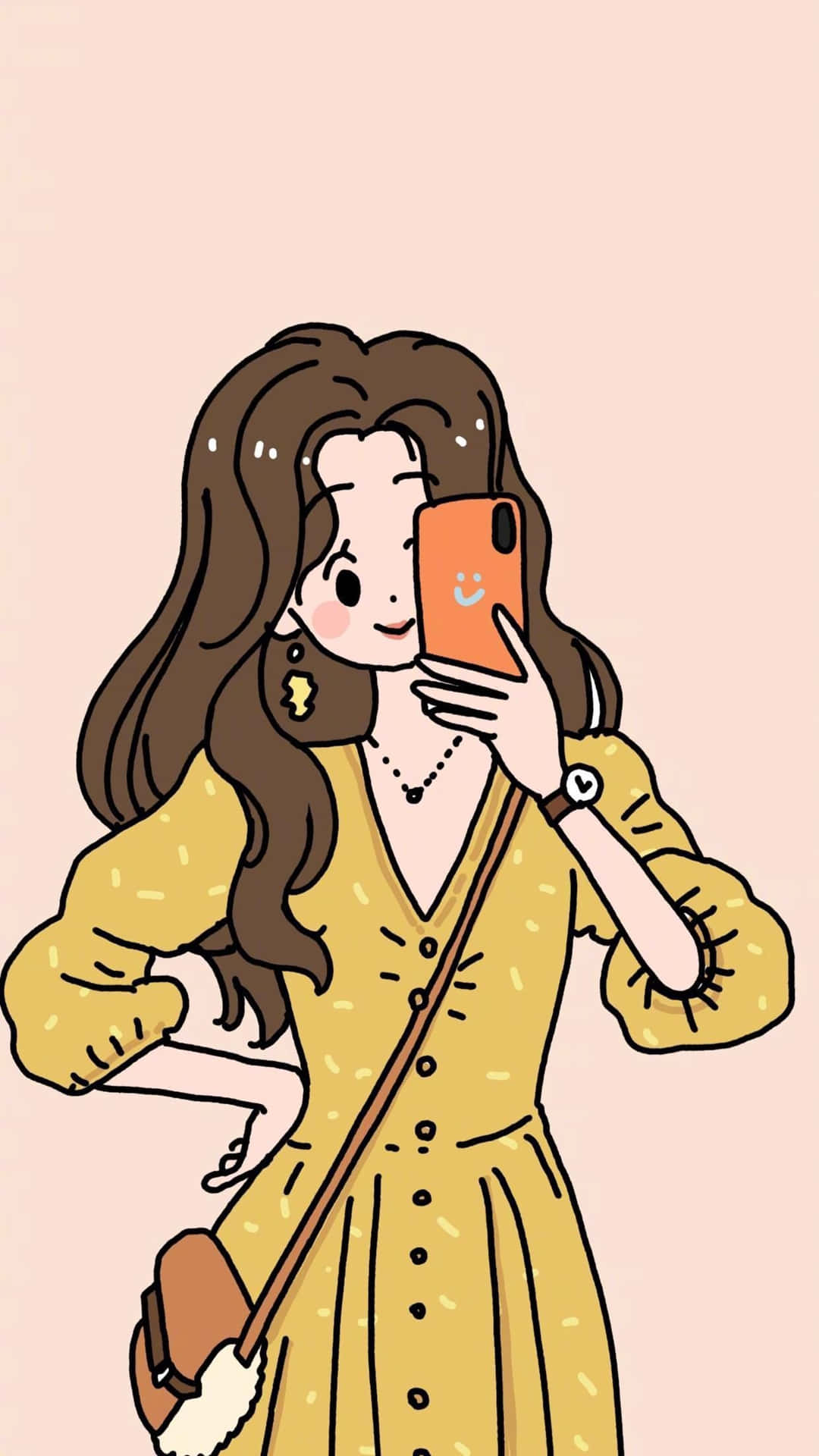 Download Korean Anime Girl Takes Mirror Selfie Wallpaper 