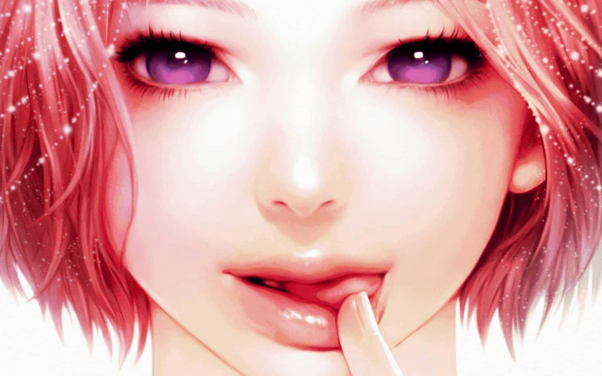 Koreansk animepige med rosa hår Wallpaper