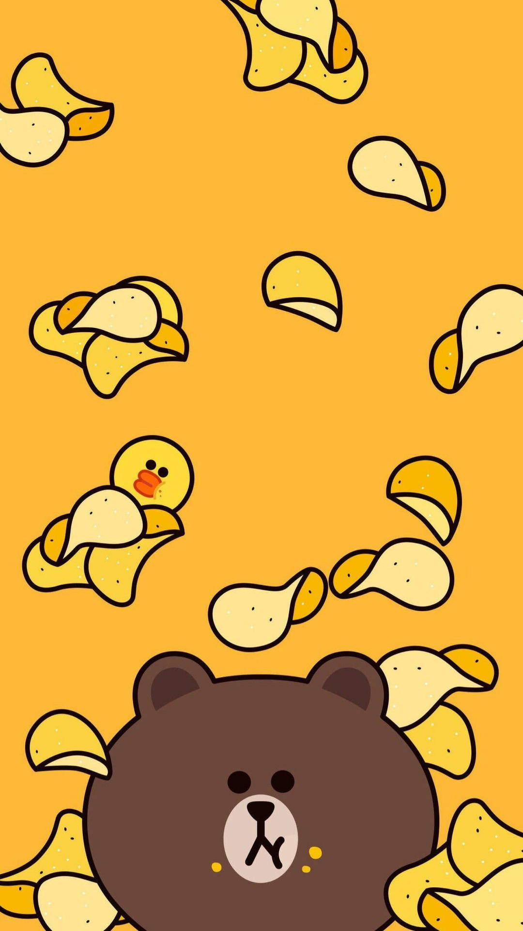 Korean Bear Eating Chips Background