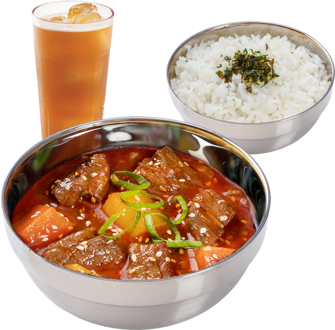 Korean Beef Stew Rice Beer PNG
