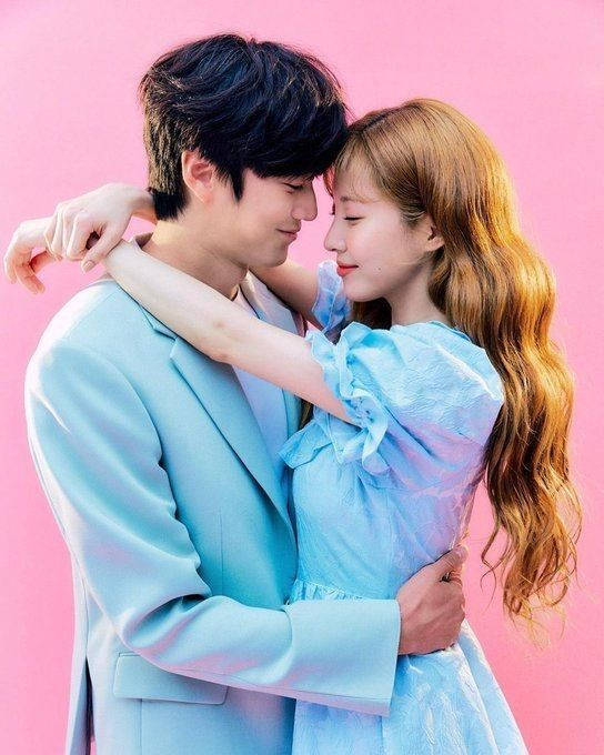 Korean Couple In Blue Wallpaper