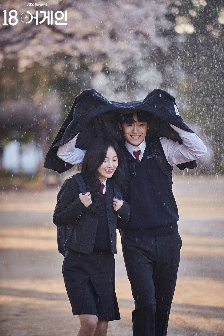 Korean Drama Couple Sharing Jacket Wallpaper