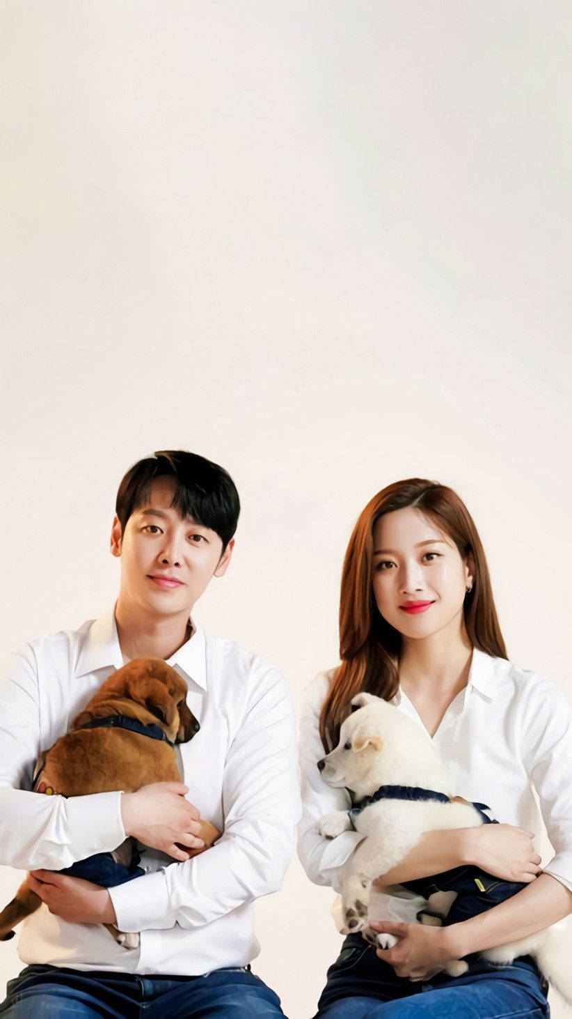 Korean Drama Couple With Dogs Wallpaper
