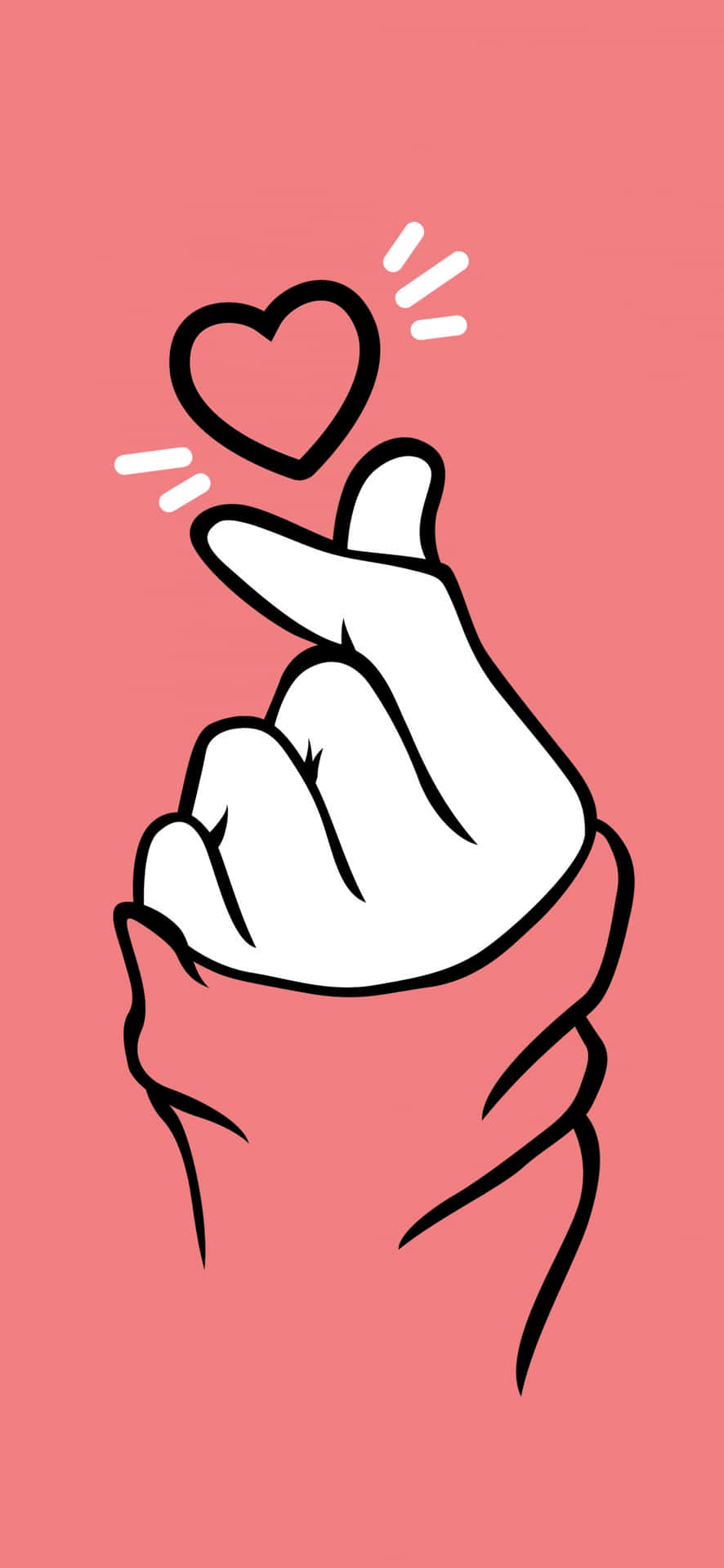 Korean Heart Gesture Illustration Wallpaper