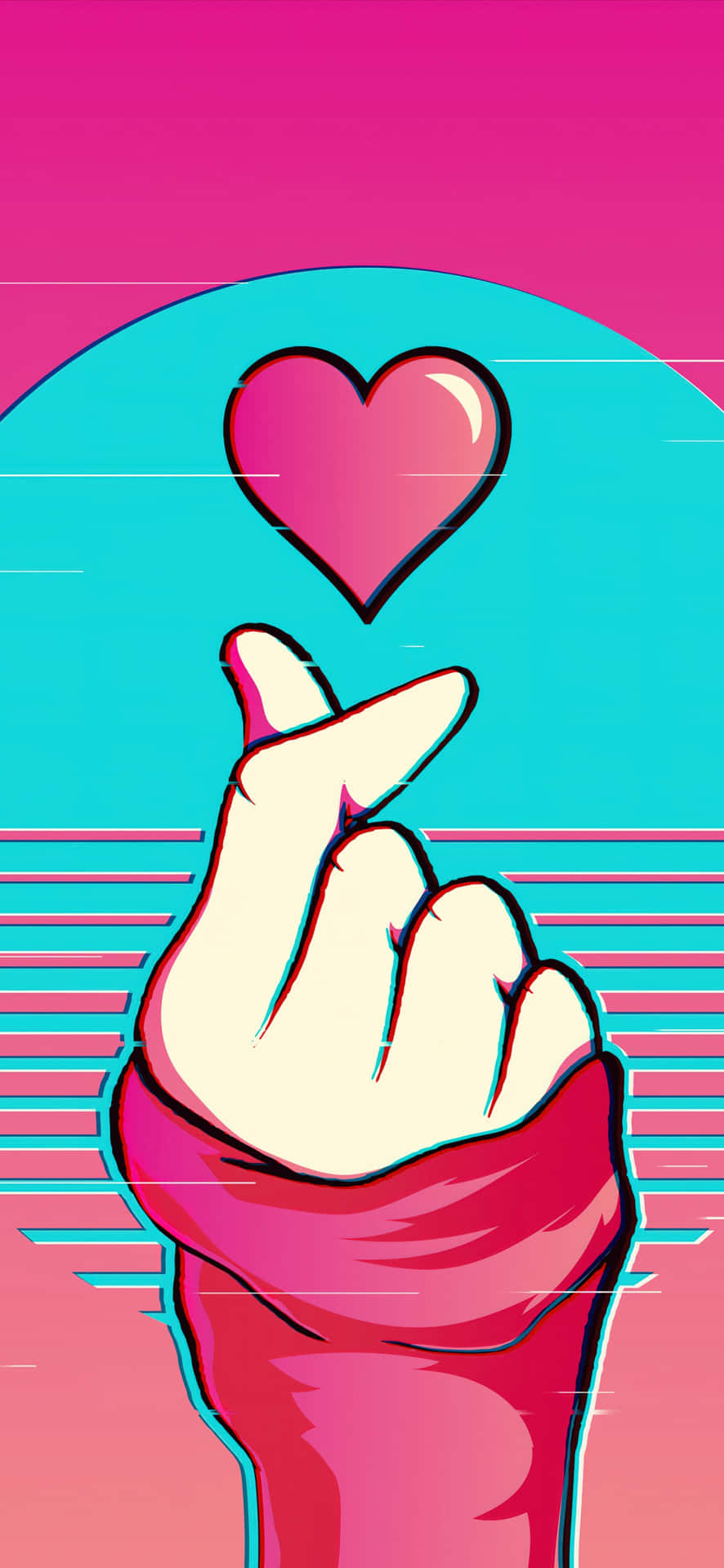 Korean Heart Gesture Illustration Wallpaper