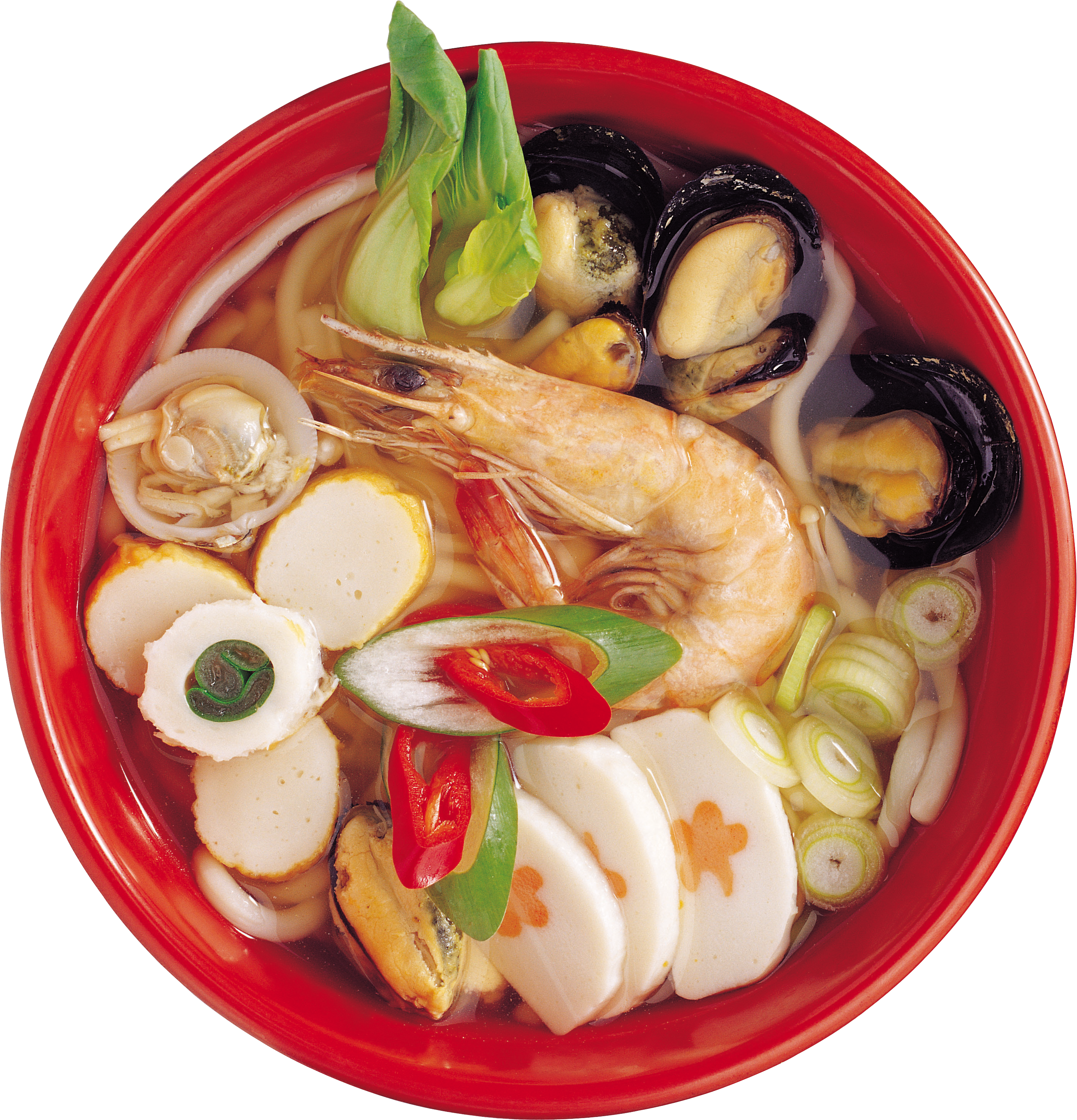 Korean Seafood Udon Noodle Soup PNG