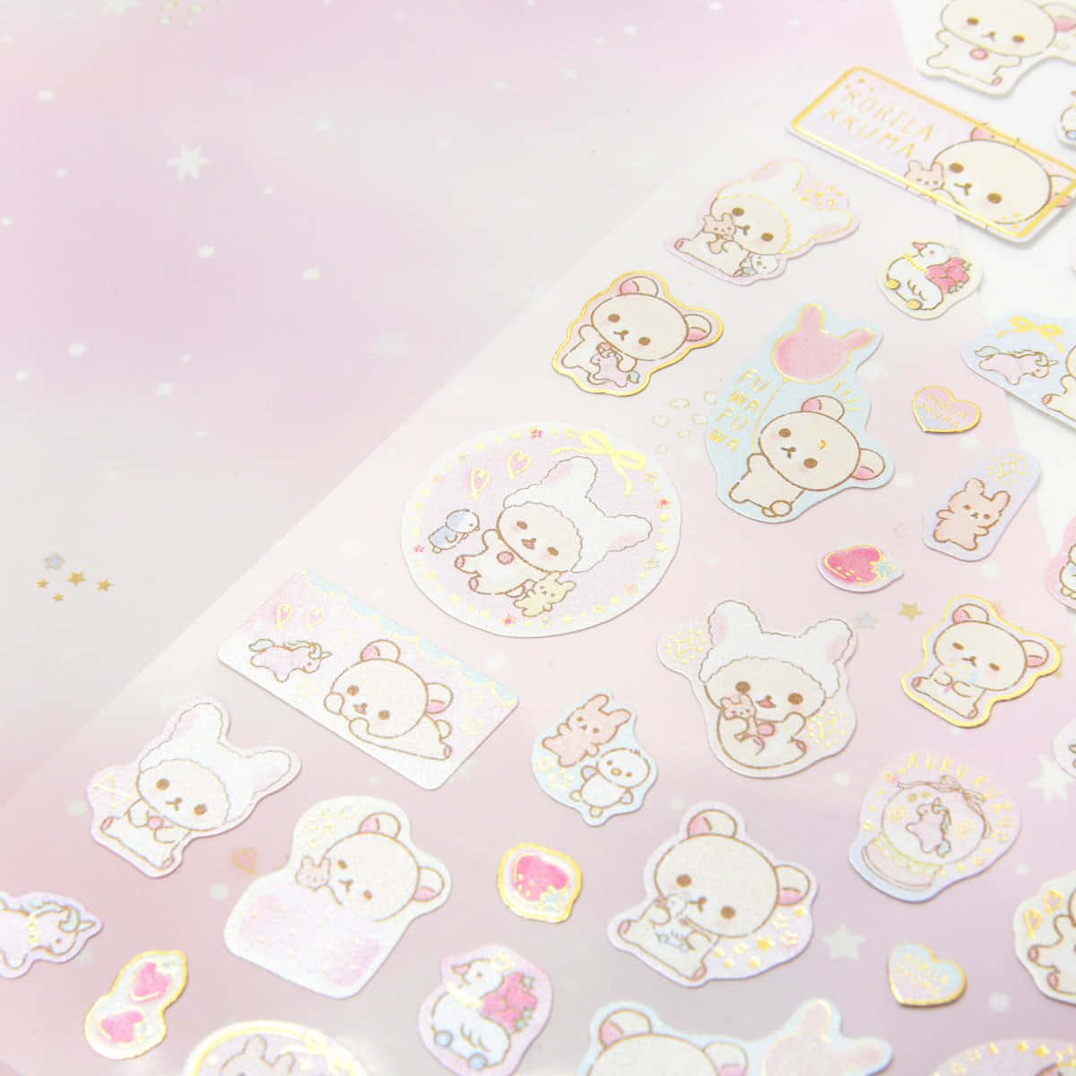 Korilakkuma Sticker Sheet Pink Background Wallpaper