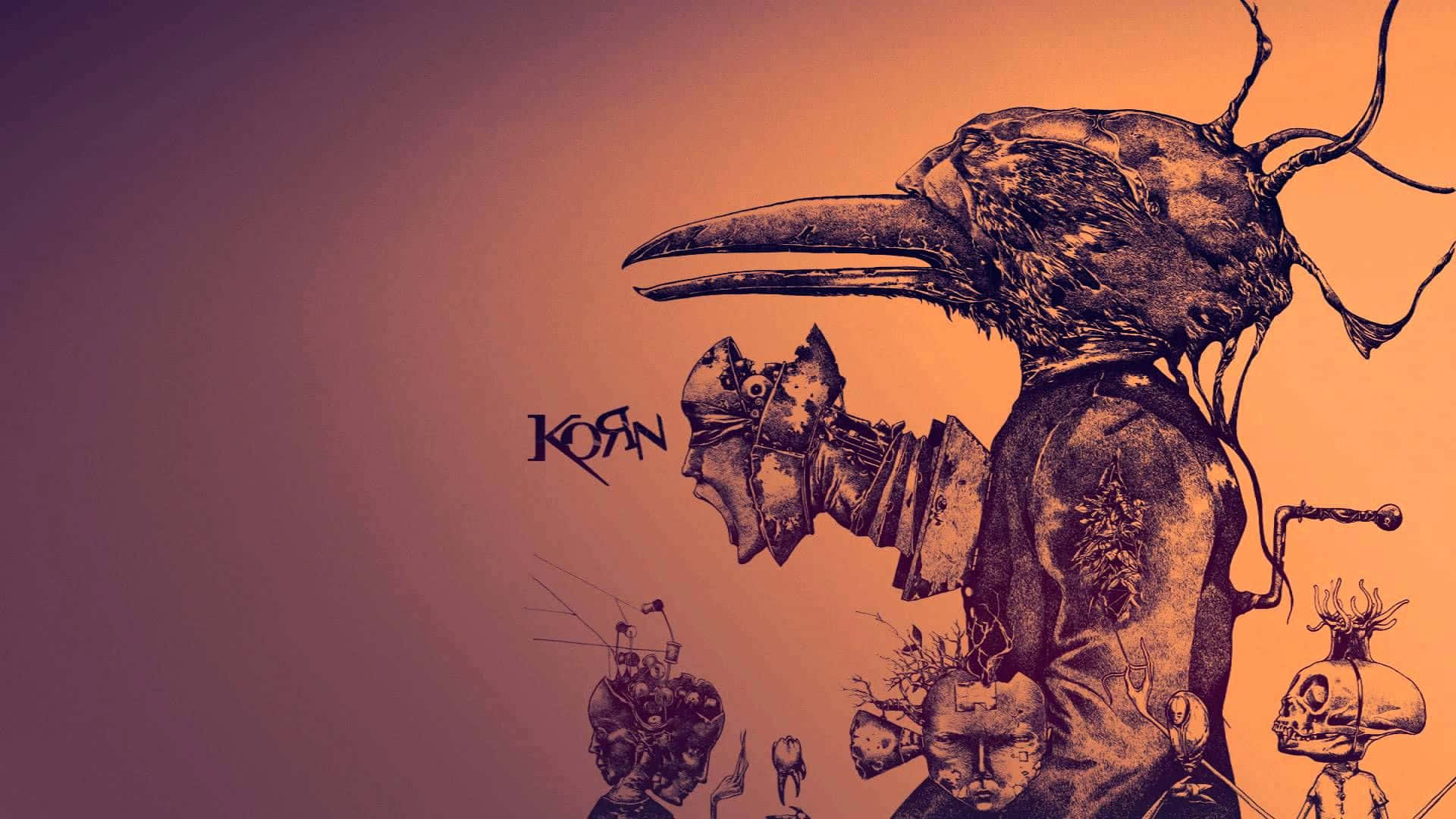 A Drawing Of A Man With A Bird On His Head Wallpaper