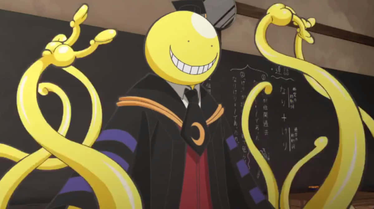 Koro Sensei Smiling in Classroom Wallpaper