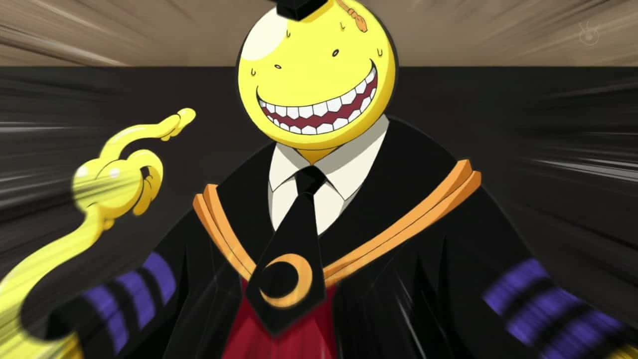 Koro Sensei Smiling in Colorful Background Wallpaper