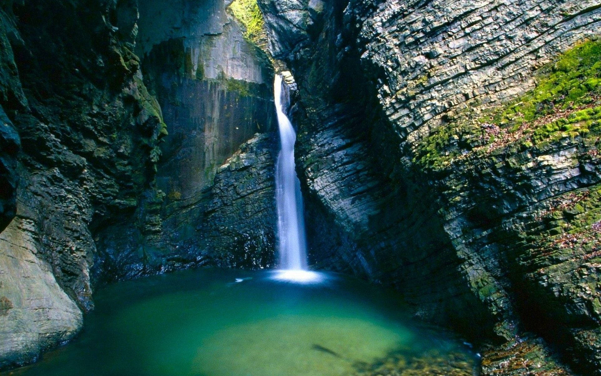 "Take in the majestic beauty of the Kozjak Waterfall in Slovenia" Wallpaper