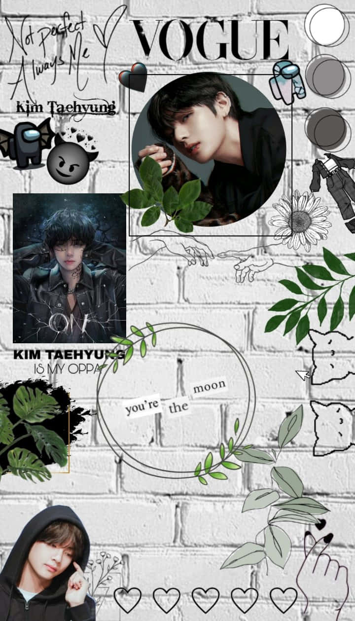 Kpop Aesthetic Collage Kim Taehyung Wallpaper