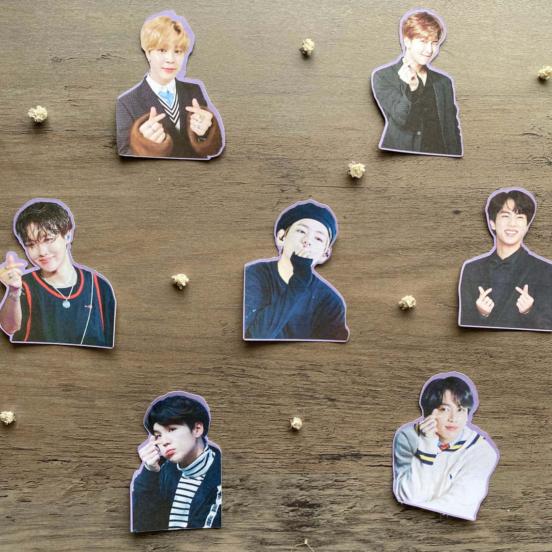 Kpop BTS Finger Heart Stickers Wallpaper