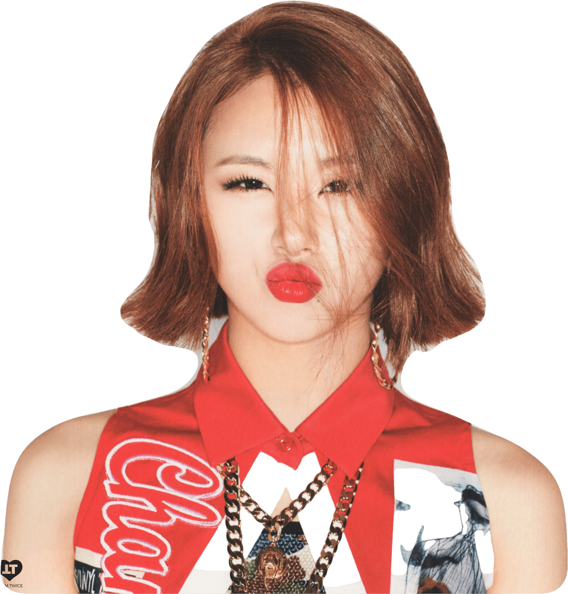 Kpop Star Poutingwith Red Lips PNG