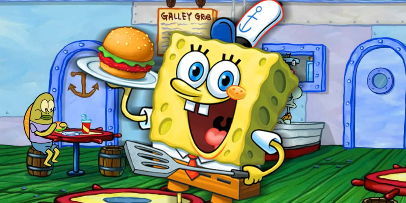 A delicious Krabby Patty, the iconic burger from the Krusty Krab Wallpaper