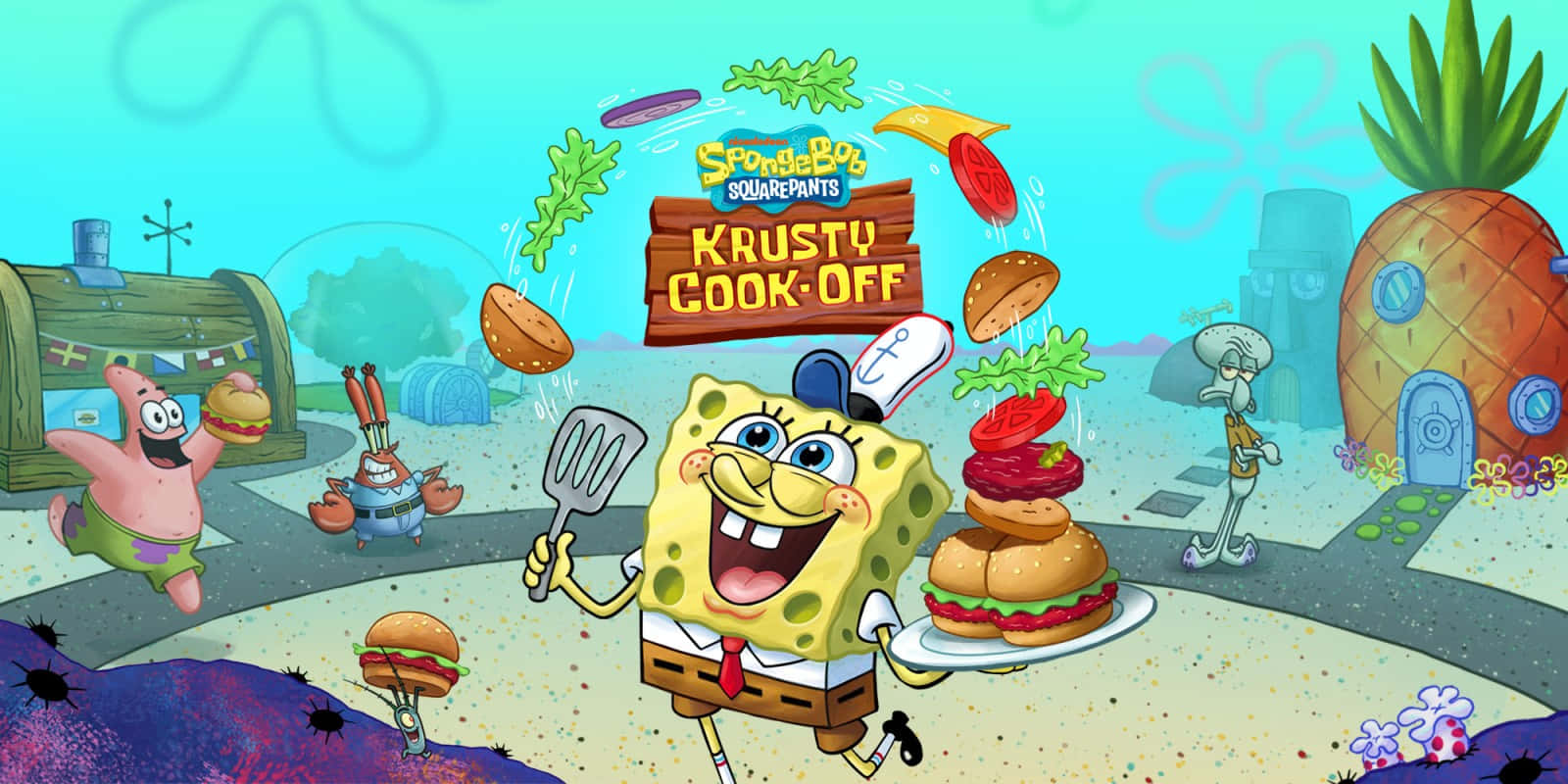A delicious Krabby Patty served at the Krusty Krab Wallpaper