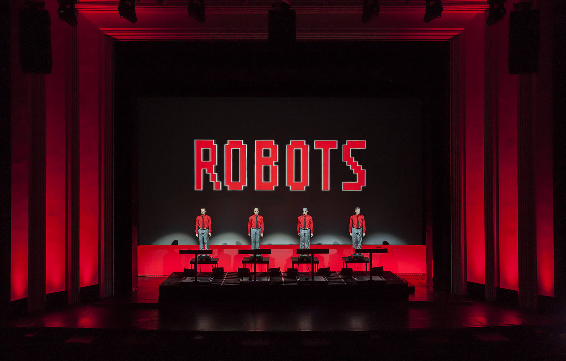 Kraftwerk Robots Live Stage Præstation Wallpaper