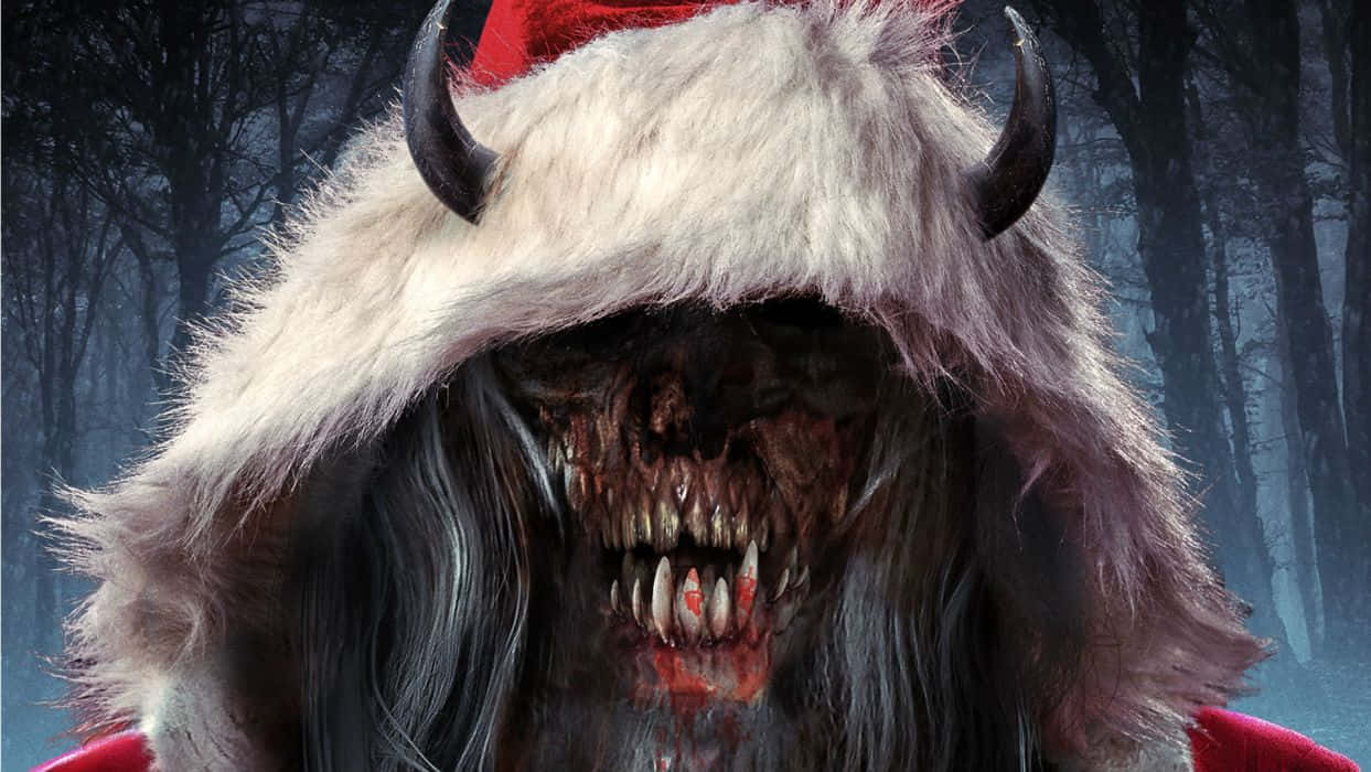 En djævel i en santa hat med horn Wallpaper