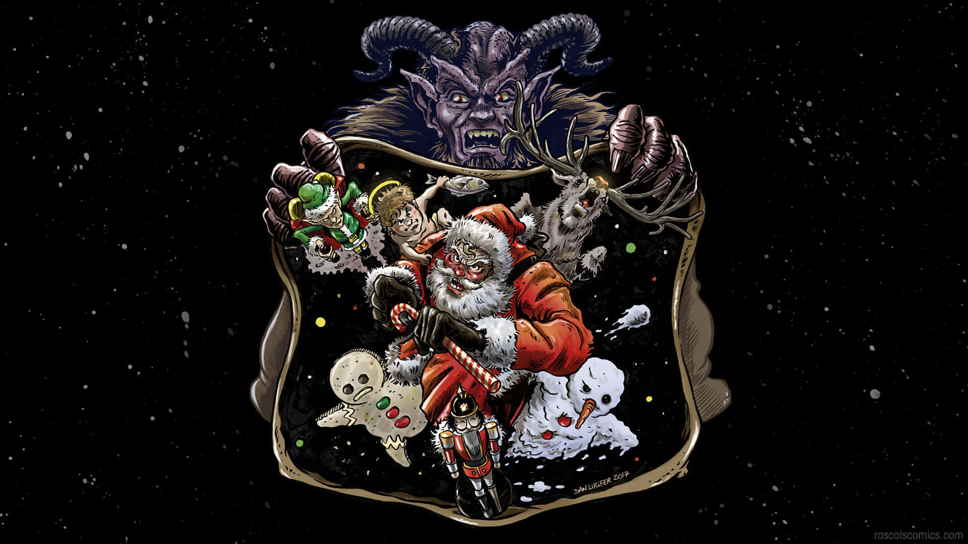 En julemand Santa Claus med et Santa Claus og et Santa Claus sledge. Wallpaper
