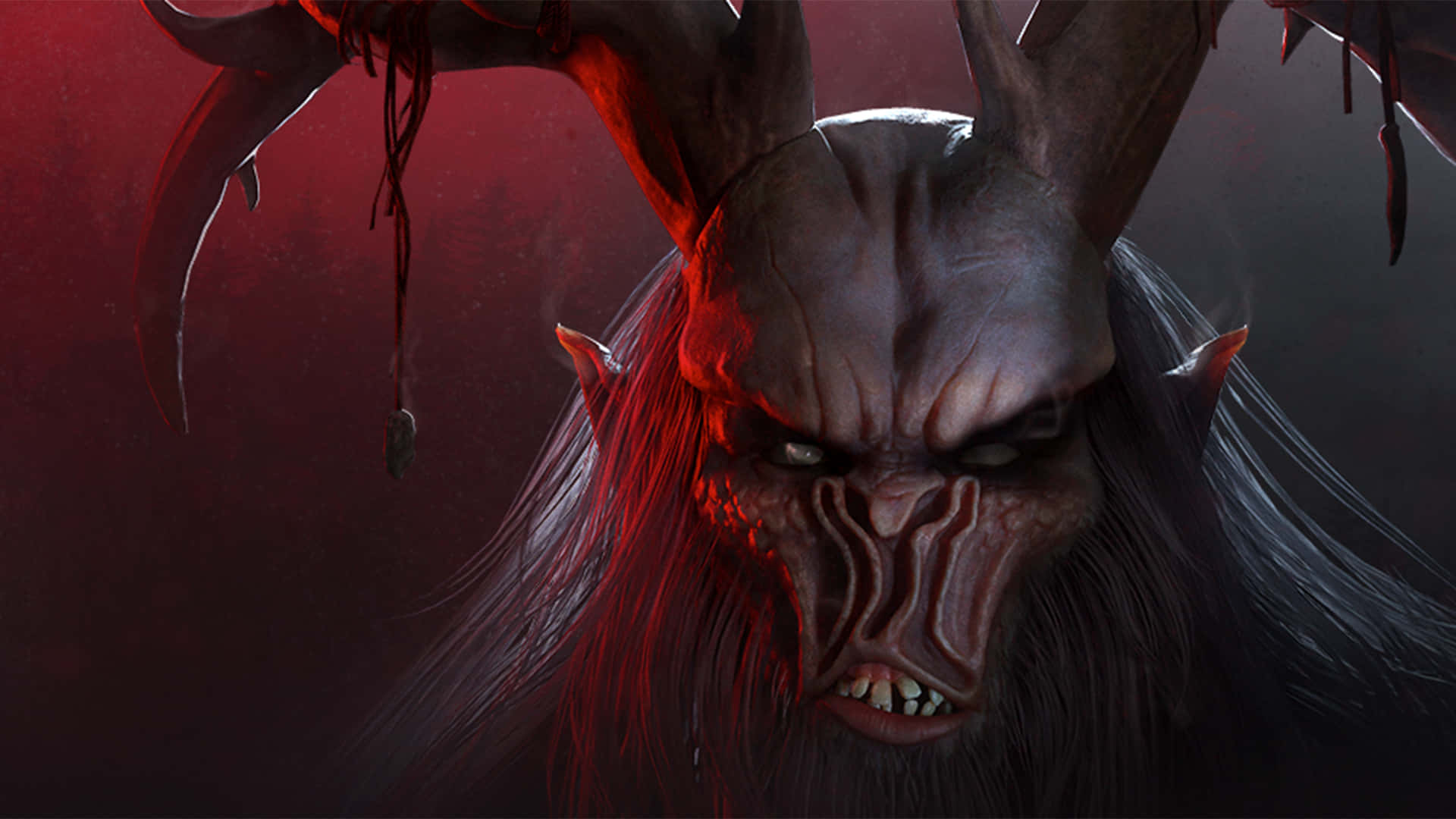A Demon With Horns And Blood On His Head Wallpaper