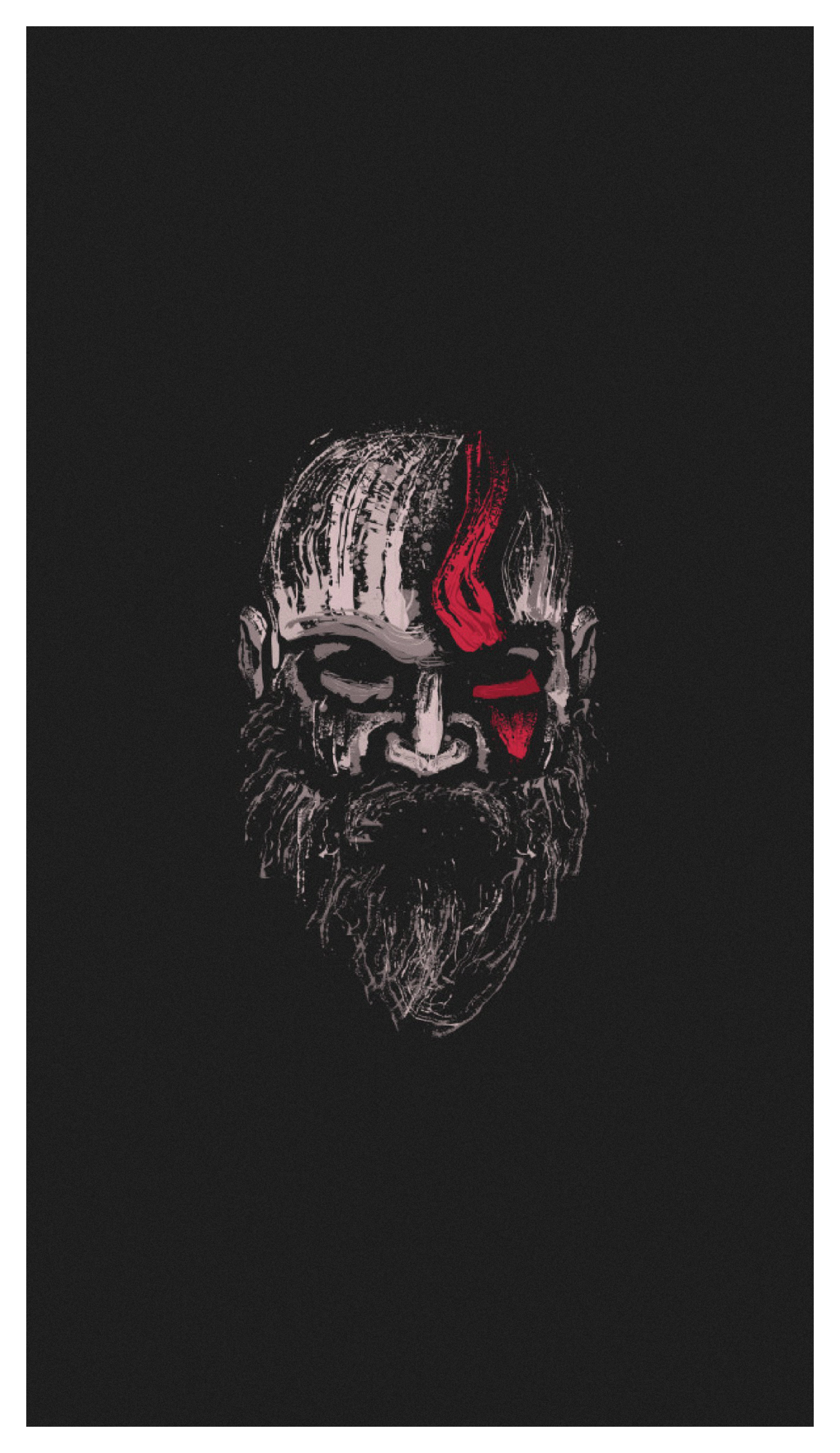 Intense Action with Kratos in Black and Red Gaming Aesthetics Wallpaper