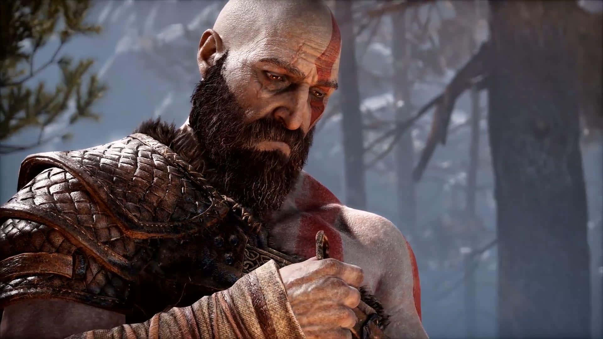 Kratos Contemplative Moment Godof War Ragnarok Wallpaper
