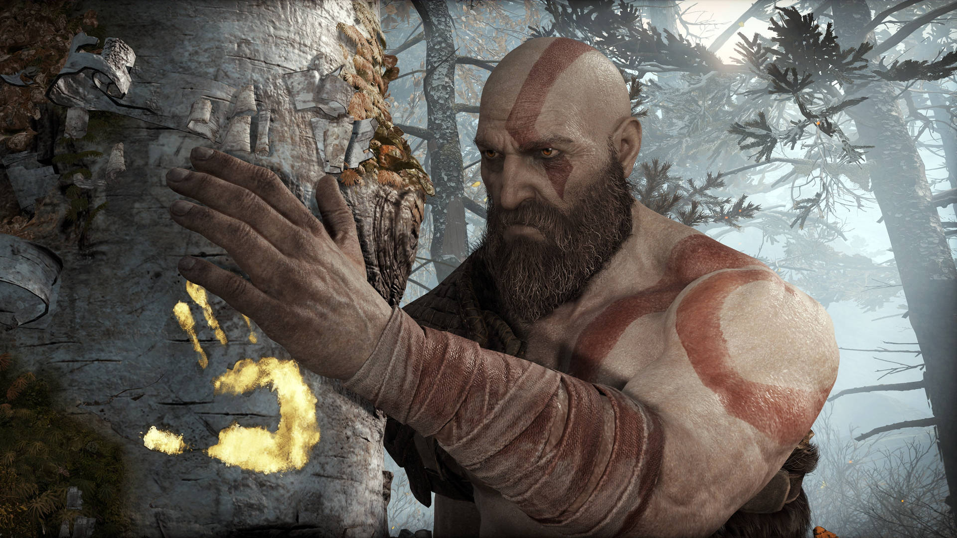 Kratos Holding Tree Wallpaper