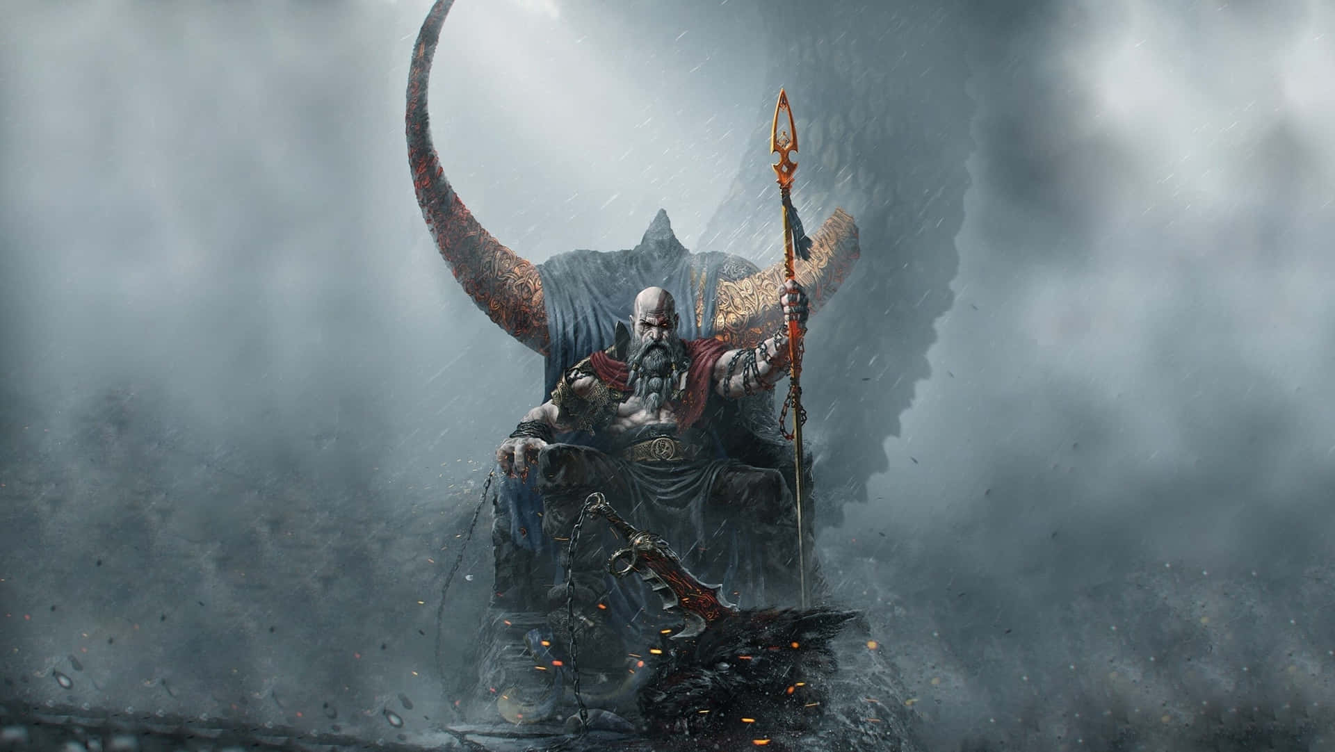 Kratos Throne Godof War Ragnarok Wallpaper