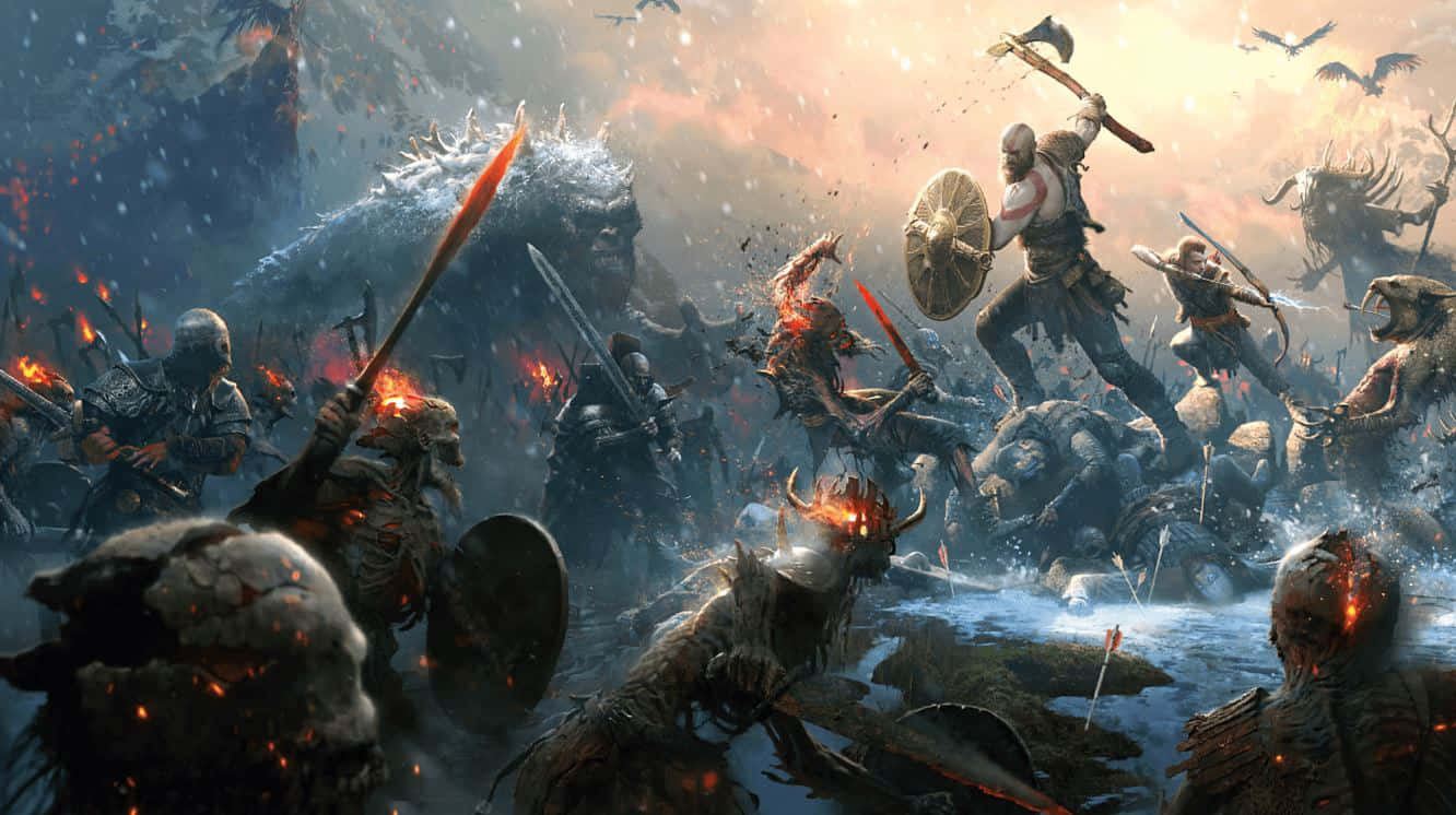 Kratosy Atreus Emprendiendo Un Viaje Épico En God Of War.