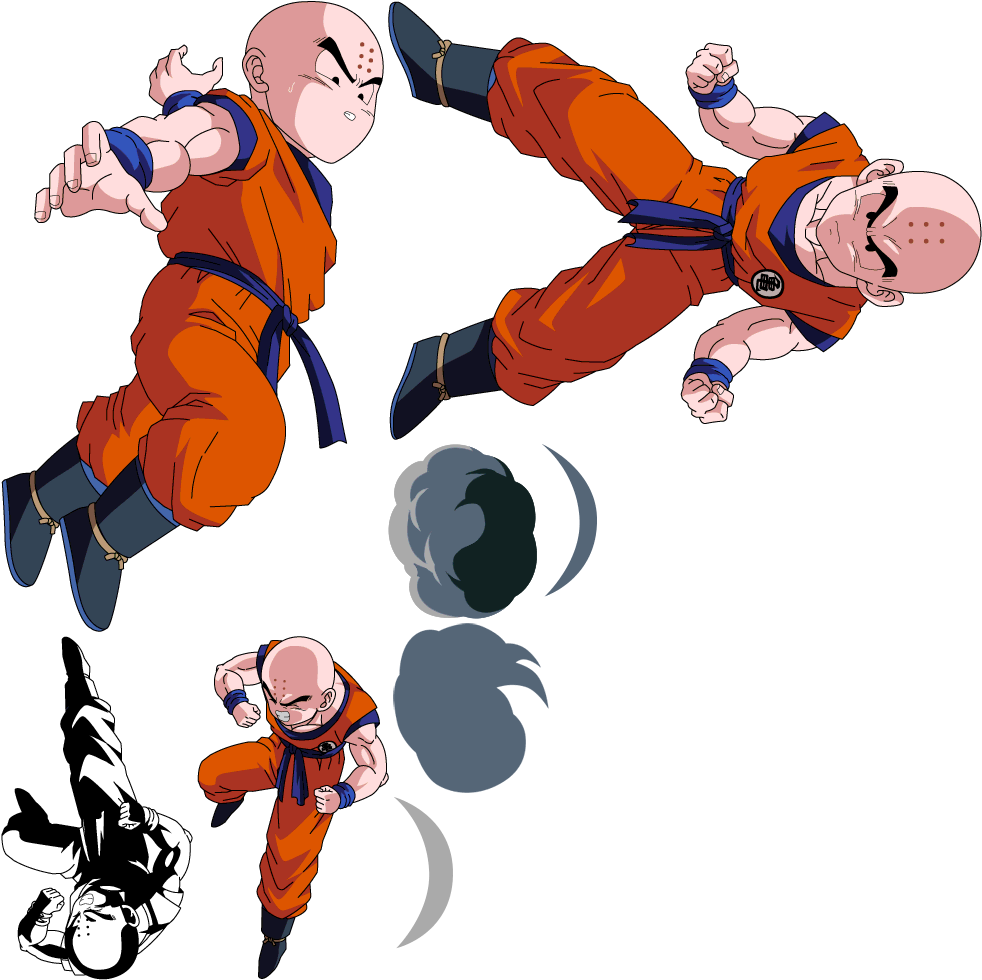 Krillin Multiple Poses Action Illustration PNG