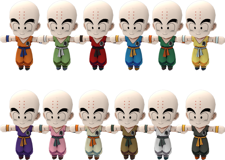 Krillin_ Multiple_ Outfits_ Animated_ Character PNG