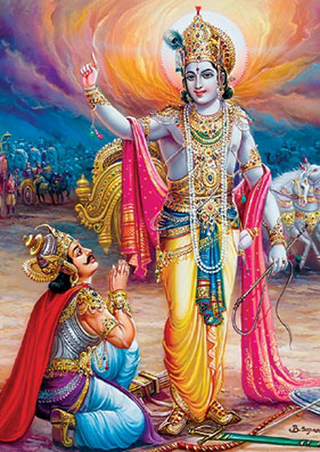 Krishna Arjun velsignelser af Lord Krishna Pravah HD Wallpaper