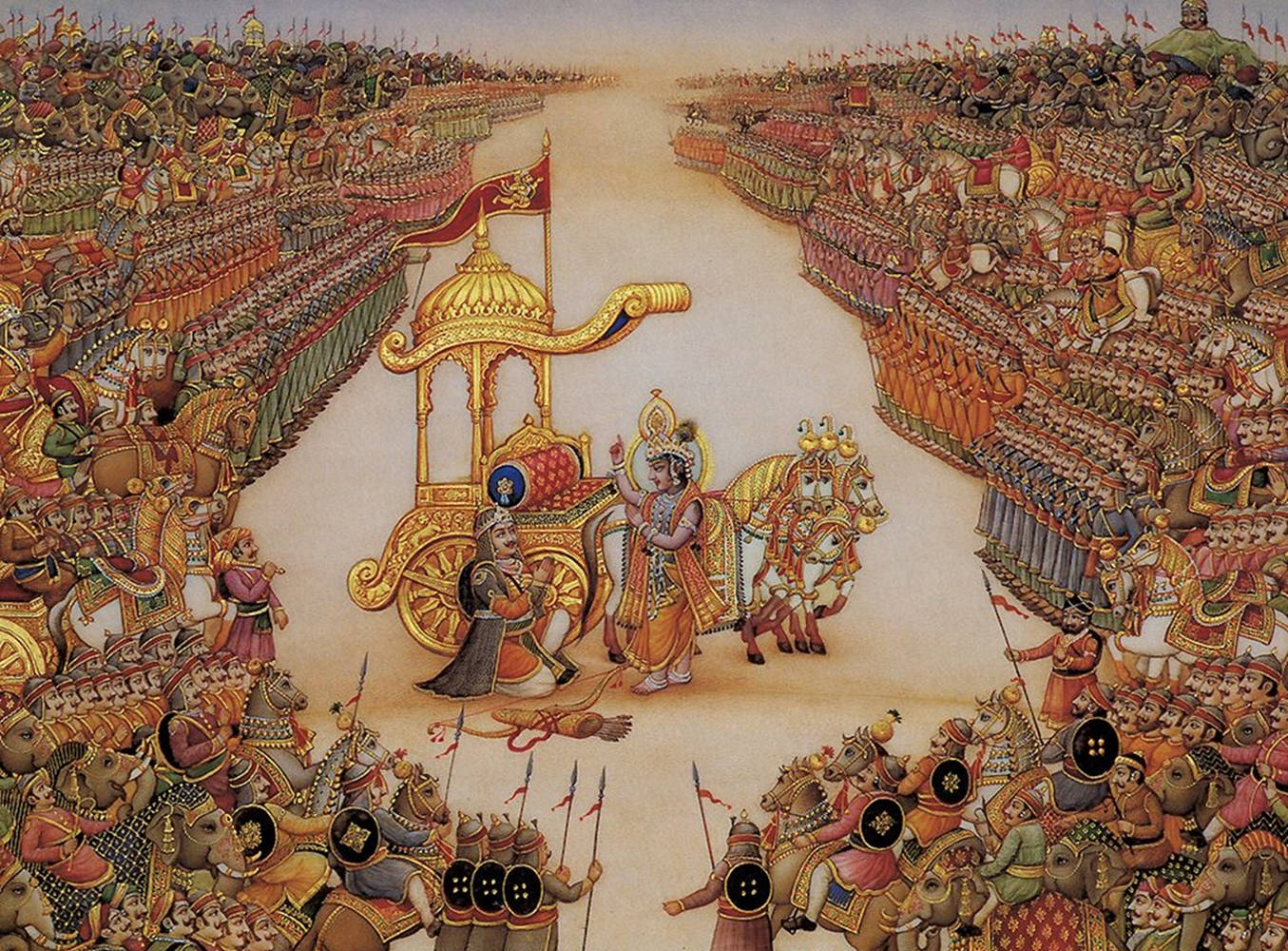 Krishna Arjun Bog af Bhagavad Gita Wallpaper
