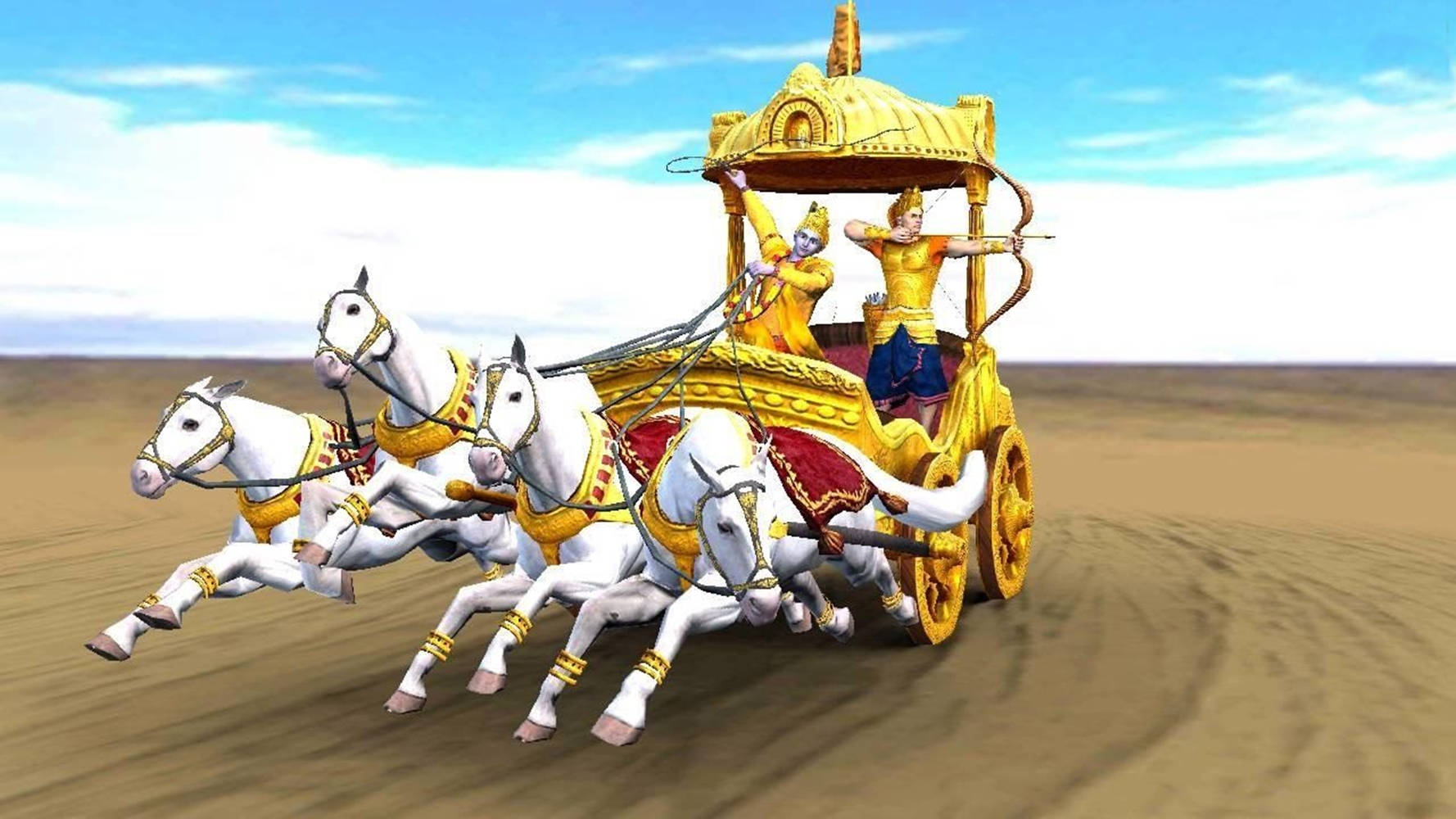 Krishna Arjun sejr chariot tapet Wallpaper