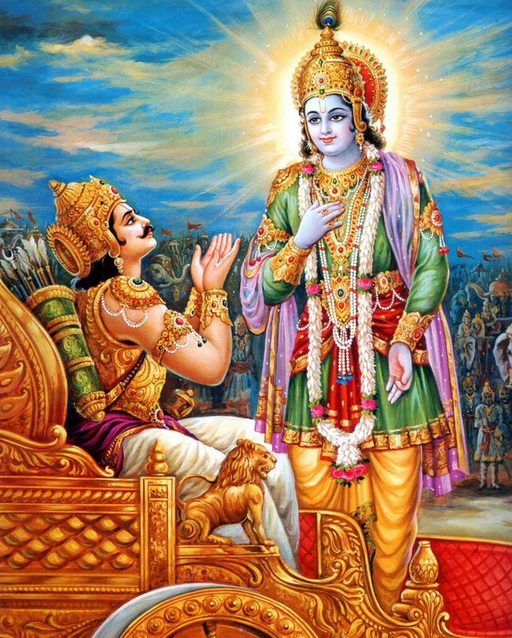 Krishna Arjun Indian God Of Compassion Wallpaper