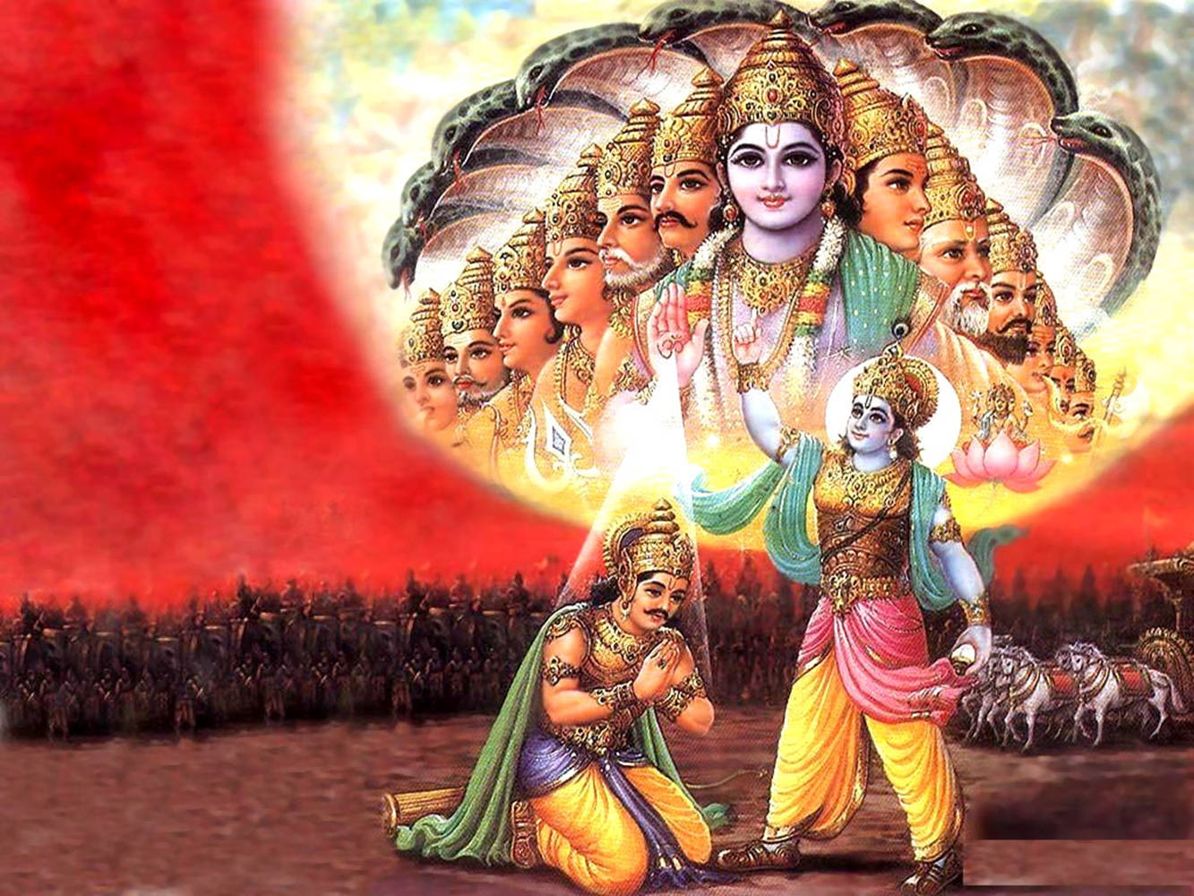 Sabiduríade Bhagavad Gita: Krishna Y Arjun Fondo de pantalla